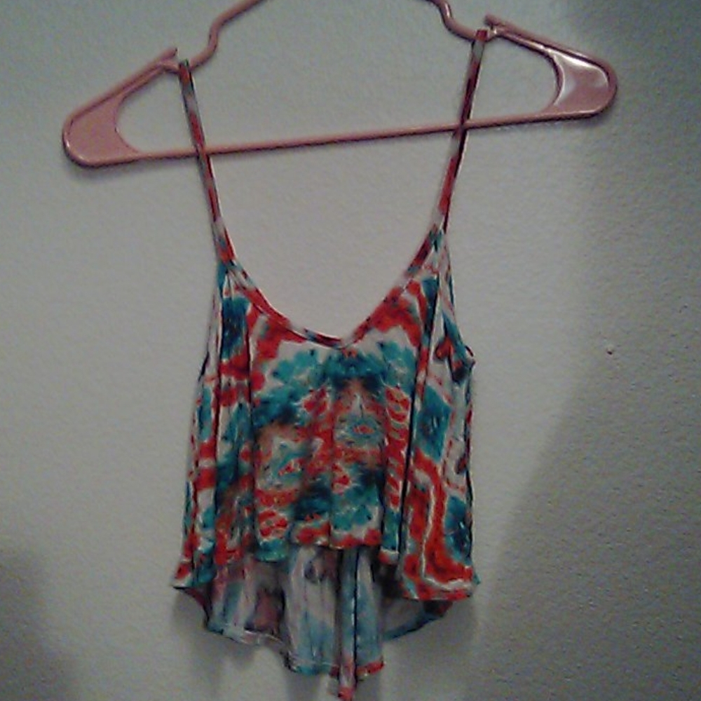 Cropped spaghetti strapped top